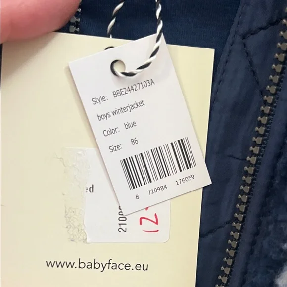 Babyface Boys Blue & Cream Checkered Sherpa Hooded Jacket 12-18M NWT - Picture 4 of 6